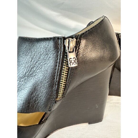 Coach Jaelyn Q1219 Black Wedge Heels Platform Sandals Leather Open Toe 7B - Picture 11 of 15